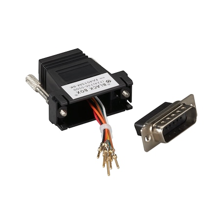 Black Box Modular Adapter Kits (Unassembled), Db15, Male To Rj-45, 8-Wire, Black FA4515M-BK